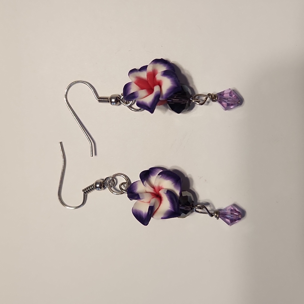 Purple Floral Gemstone Earrings
